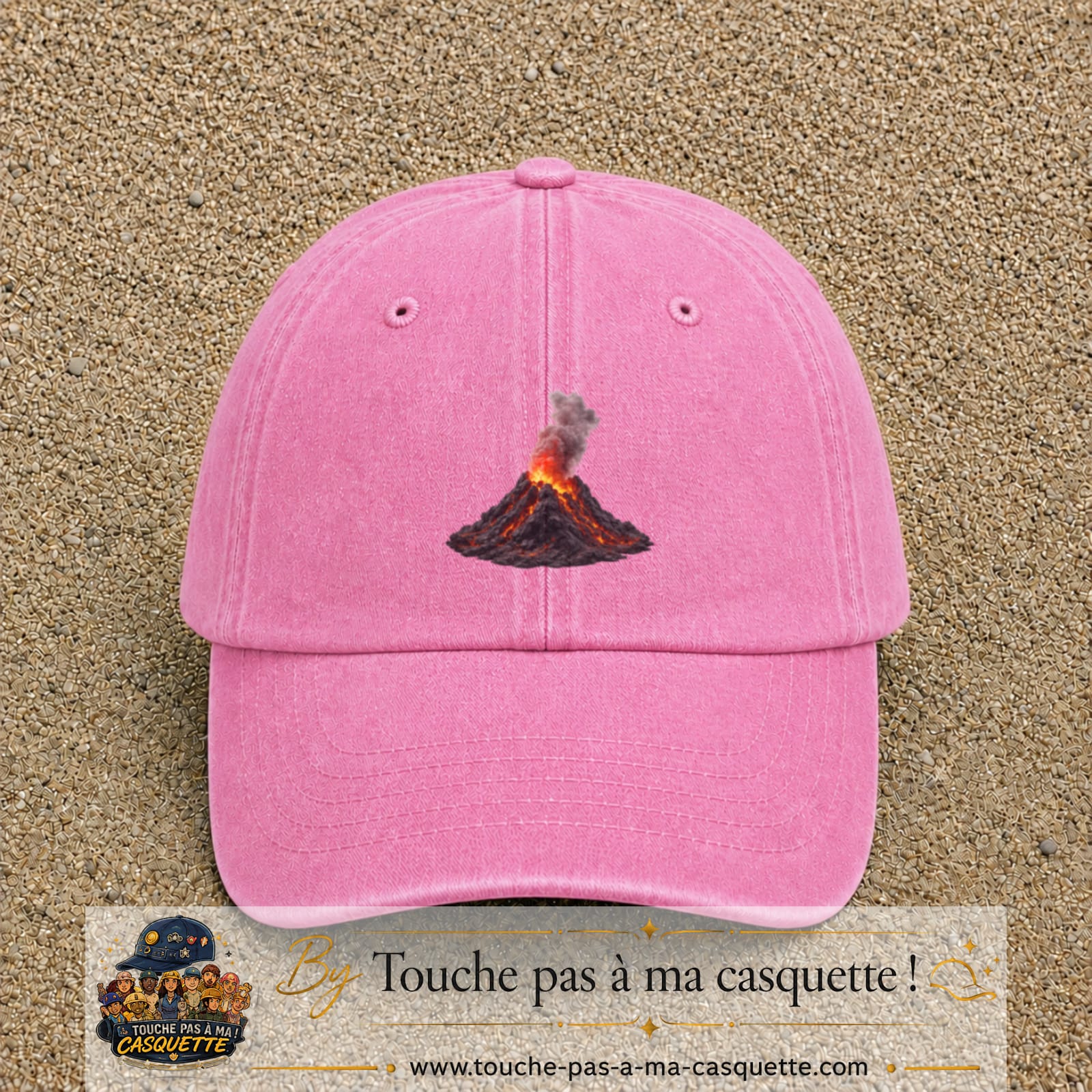 Image principale casquette Rose délavé avec motif Cratère fumant 7 cm