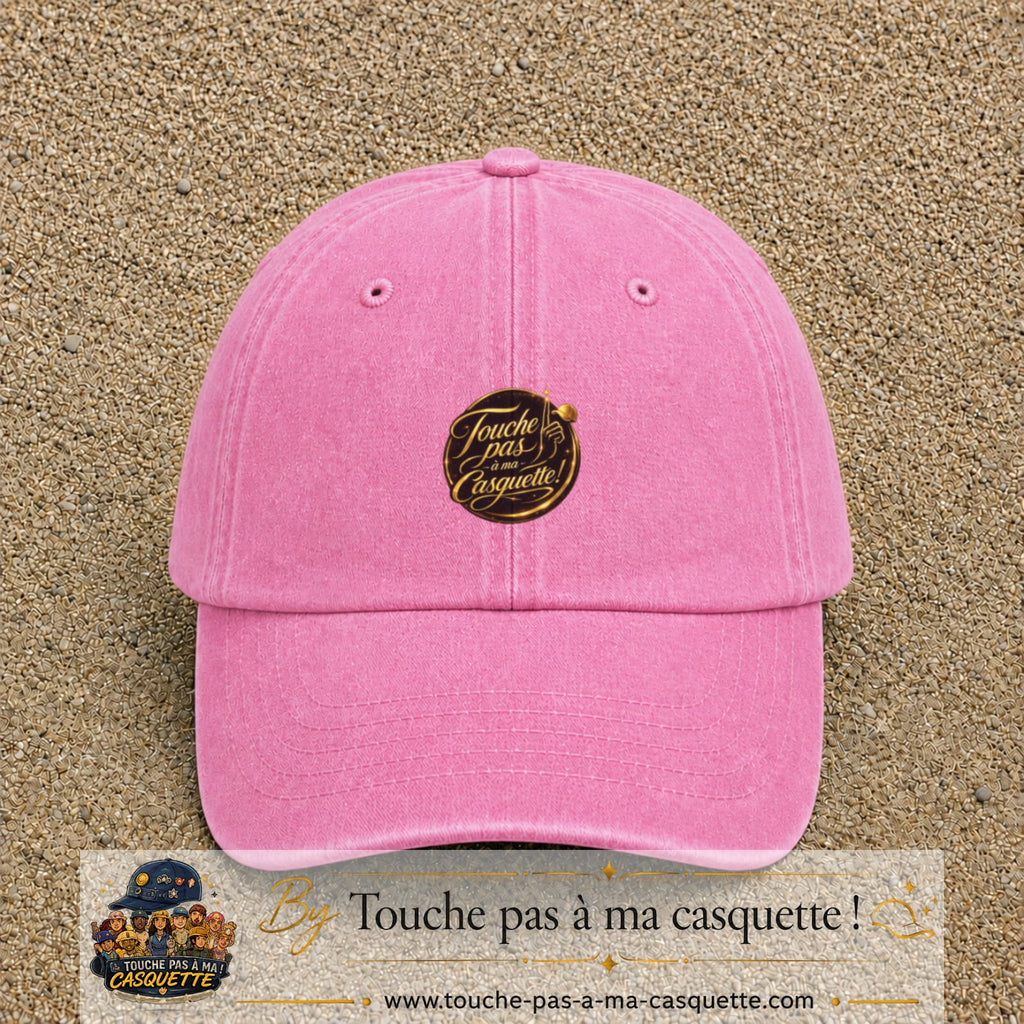 Casquette Rose délavé avec motif Touche pas à ma Casquette en 5 cm – vue principale