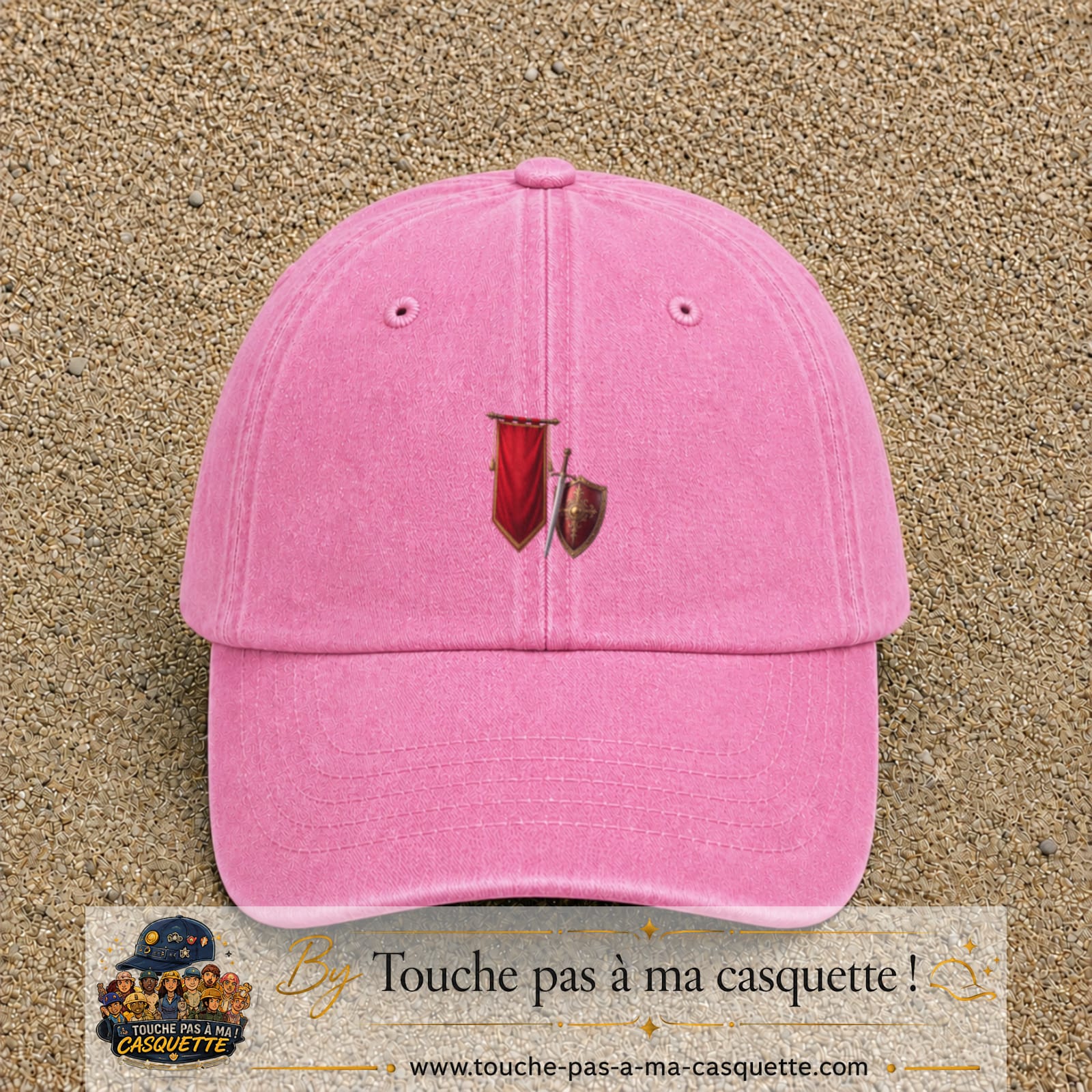 Image principale casquette Rose délavé avec motif Bouclier médiéval 5 cm