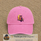 Casquette Rose délavé motif Hibou lune logo 7 cm