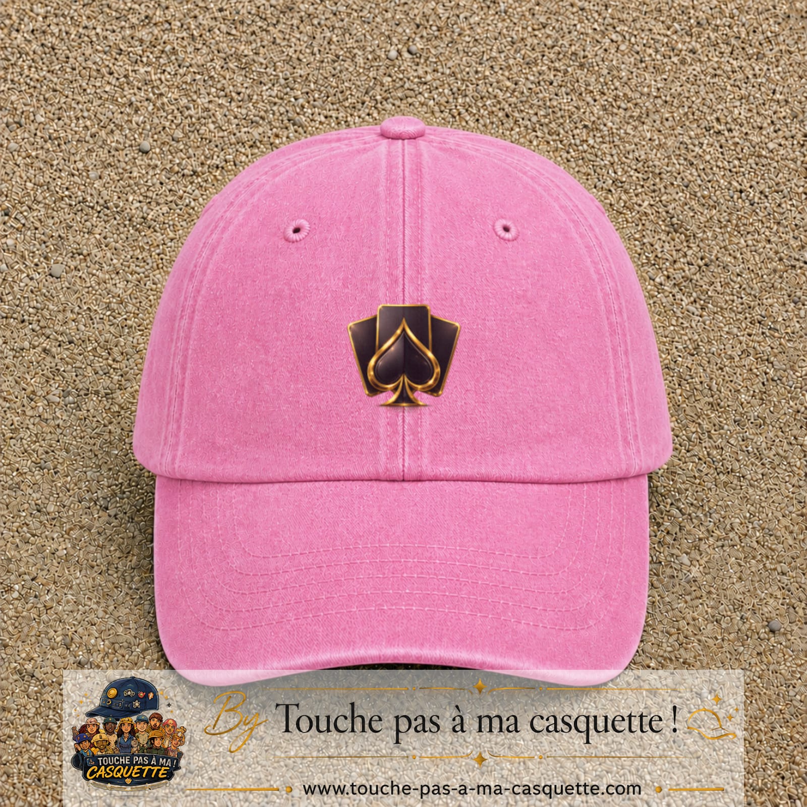Image principale casquette Rose délavé avec motif As de pique 5 cm