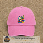 Casquette Rose délavé motif Plante graphique logo 7 cm