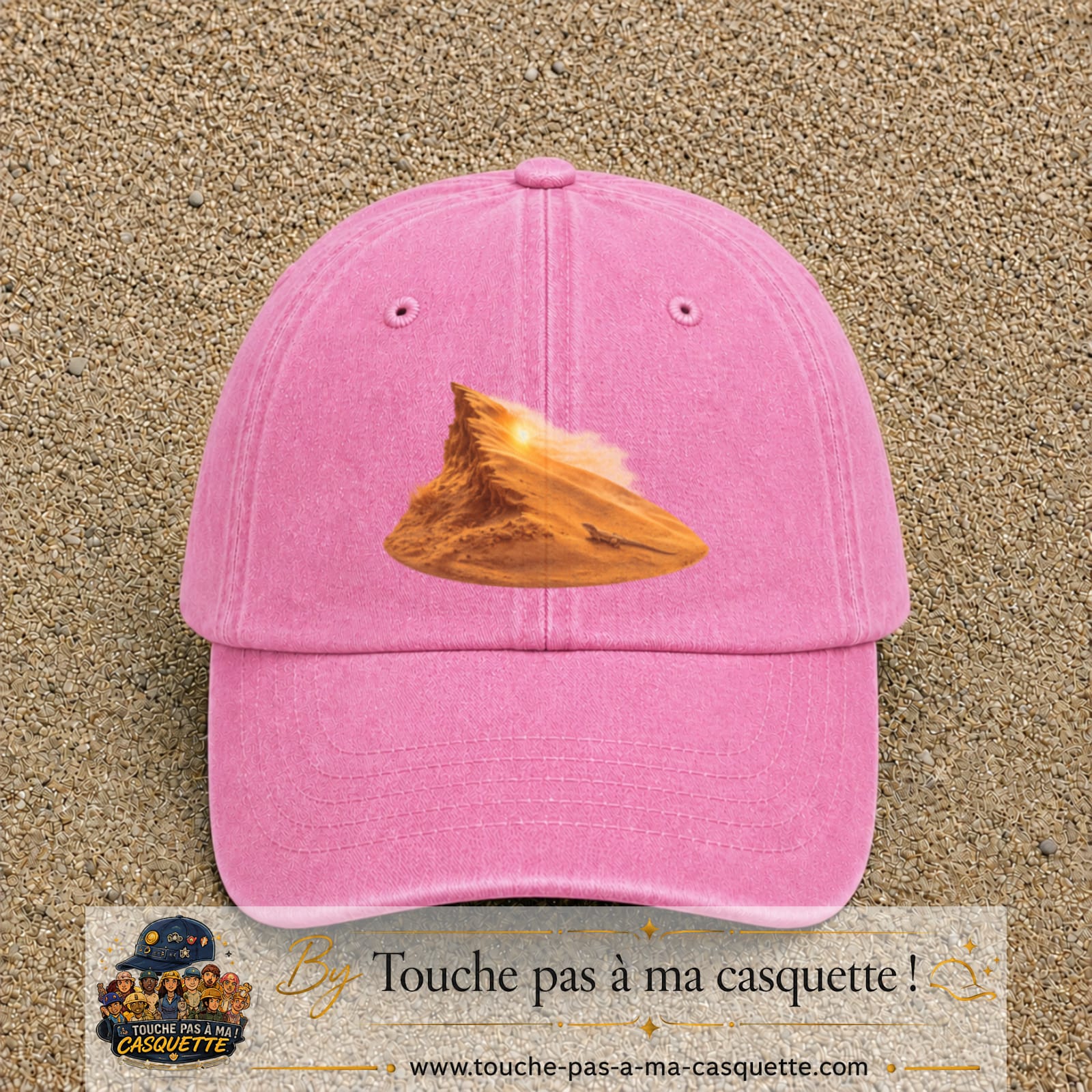 Image principale casquette Rose délavé avec motif Dune du désert 7 cm