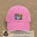 Casquette Rose délavé motif Paysage tropical géométrique logo 7 cm