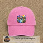 Casquette Rose délavé motif Paysage tropical géométrique logo 7 cm