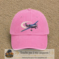 Image principale casquette Rose délavé avec motif Avion de voltige 7 cm