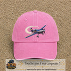 Image principale casquette Rose délavé avec motif Avion de voltige 7 cm