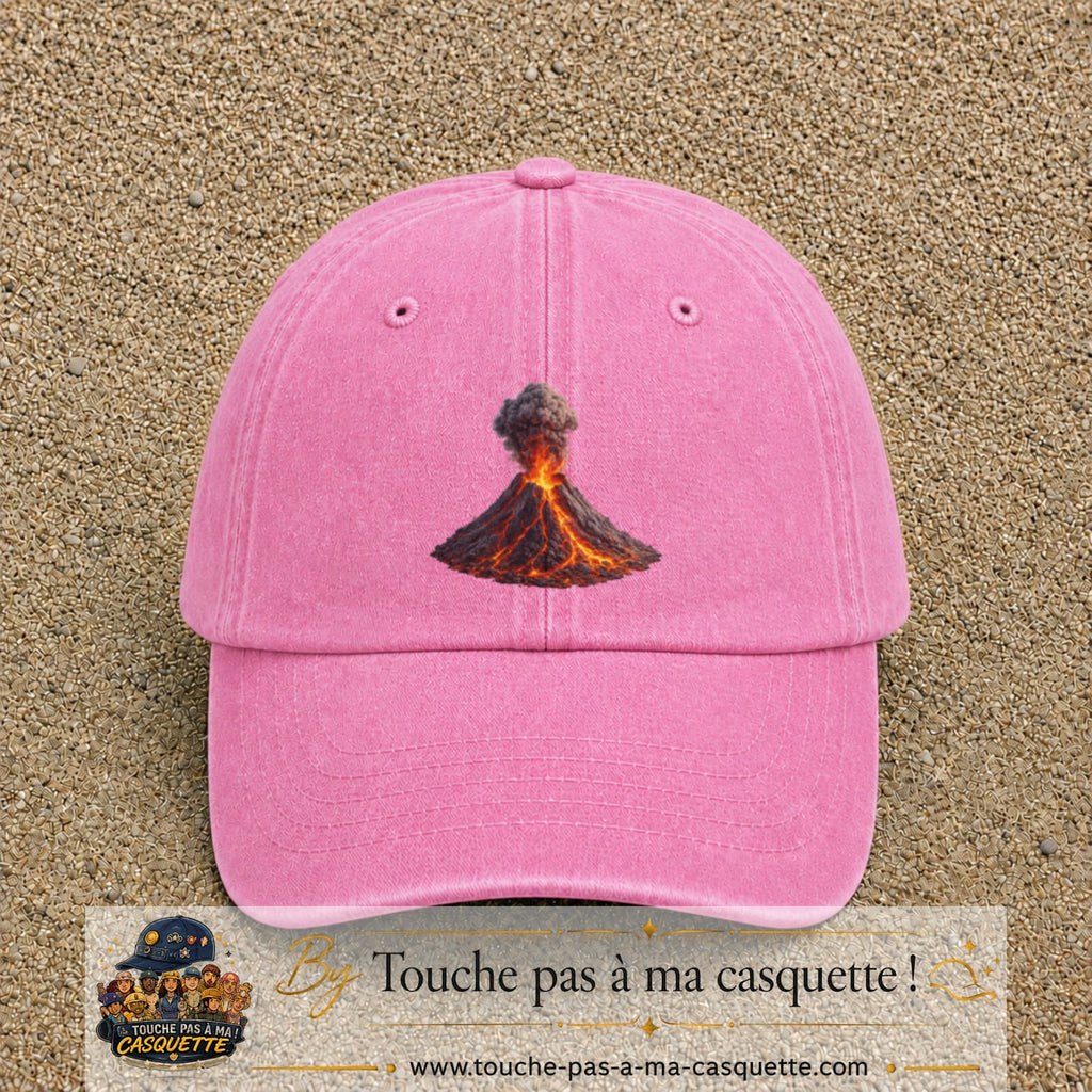 Image principale casquette Rose délavé avec motif Volcan en éruption 7 cm