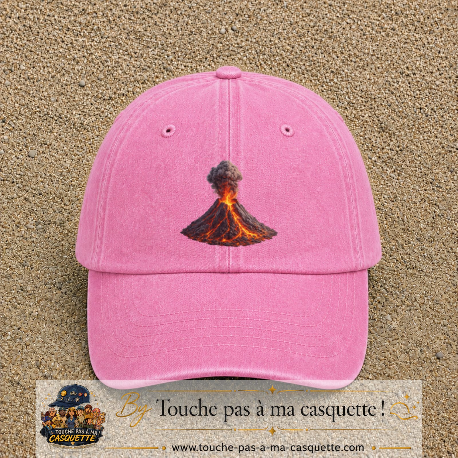 Image principale casquette Rose délavé avec motif Volcan en éruption 7 cm