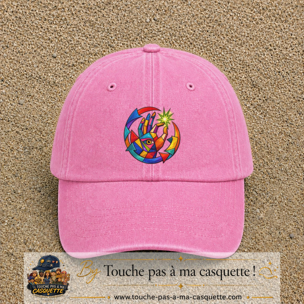 Image principale casquette Rose délavé avec motif Main créative 7 cm