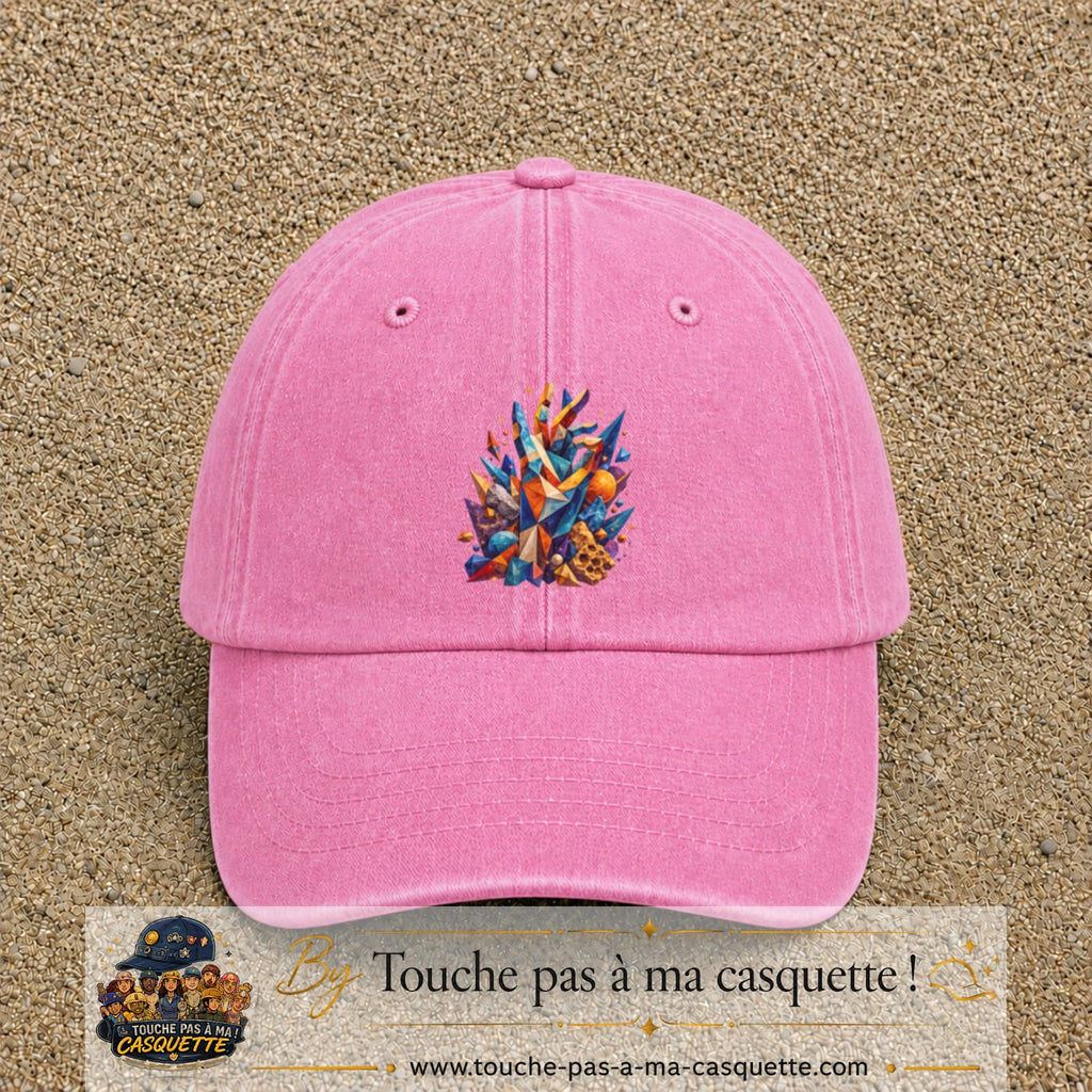Image principale casquette Rose délavé avec motif Cristaux éclatants 7 cm