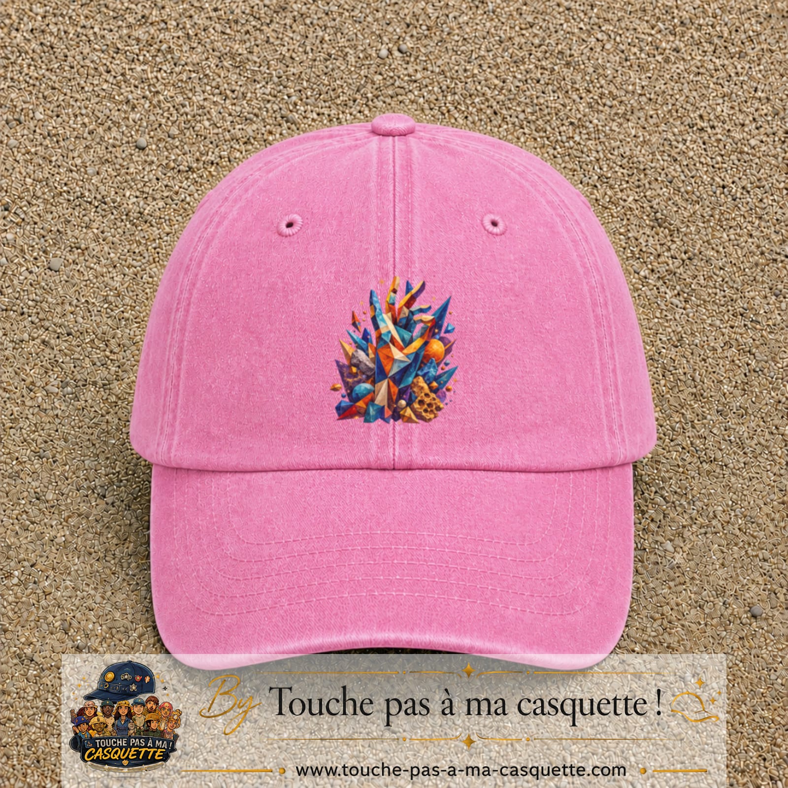 Image principale casquette Rose délavé avec motif Cristaux éclatants 7 cm