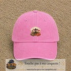 Casquette Rose délavé motif Poker cartes et jetons logo 5 cm