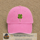 Casquette Rose délavé motif Trèfle porte-bonheur logo 7 cm