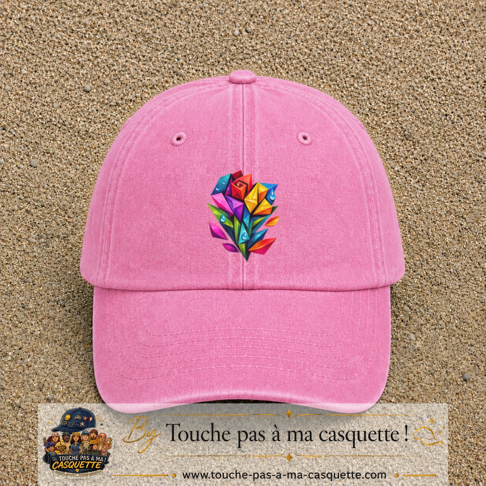 Image principale casquette Rose délavé avec motif Bouquet de cristaux 7 cm