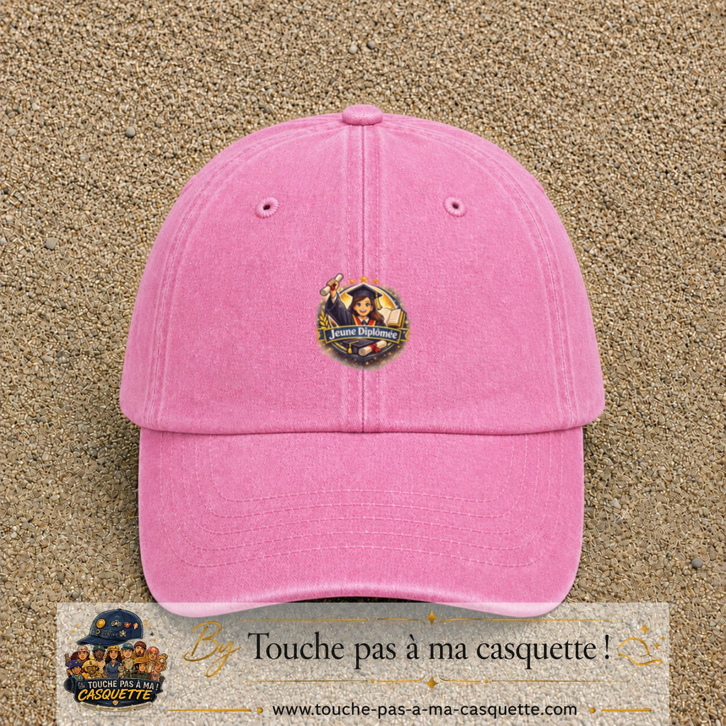 Casquette Rose délavé avec motif Jeune Diplômée en 5 cm – vue principale