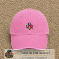 Casquette Rose délavé motif Portrait abstrait logo 5 cm