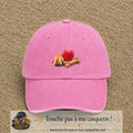 Casquette Rose délavé motif Patte de chien et cœur logo 5 cm