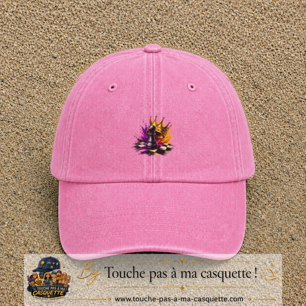 Image principale casquette Rose délavé avec motif Échecs couronnés 5 cm