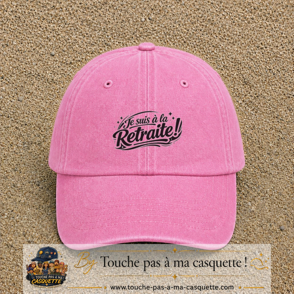 Casquette Rose délavé avec motif Je suis à la retraite en 5 cm – vue principale