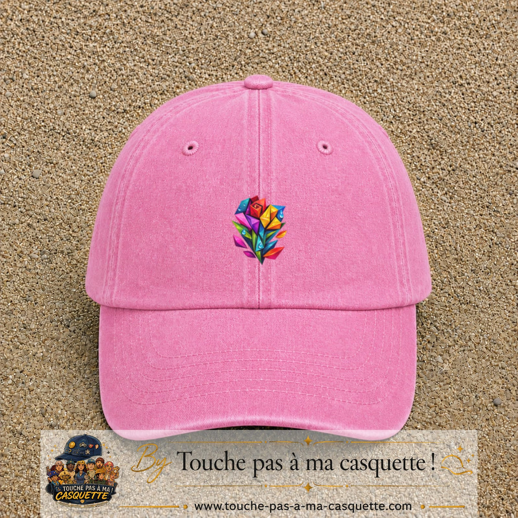 Image principale casquette Rose délavé avec motif Bouquet de cristaux 5 cm