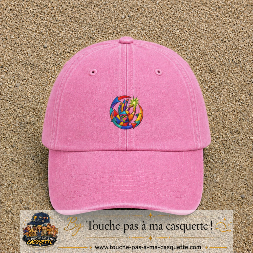 Image principale casquette Rose délavé avec motif Main créative 5 cm