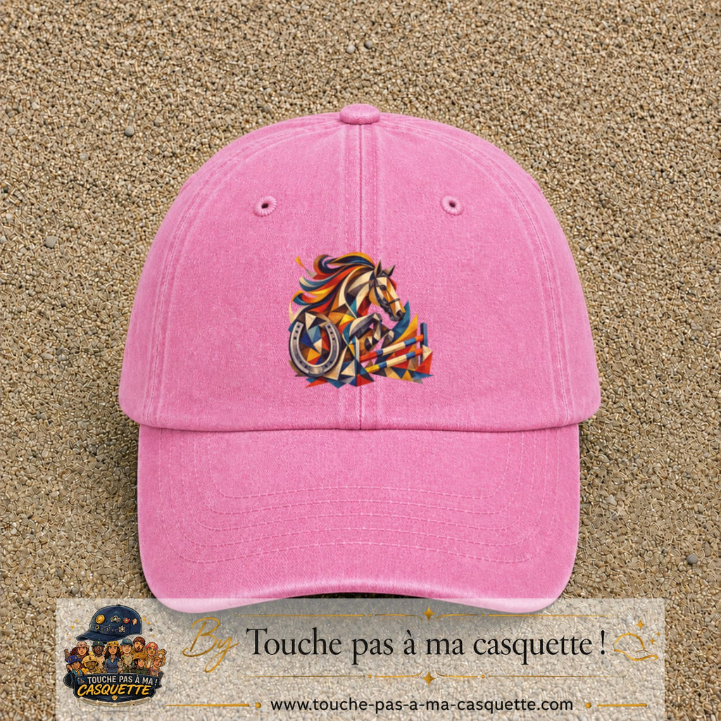 Image principale casquette Rose délavé avec motif Cheval de concours 7 cm