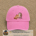 Casquette Rose délavé motif Hamster avec roue logo 7 cm