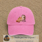 Casquette Rose délavé motif Hamster avec roue logo 7 cm