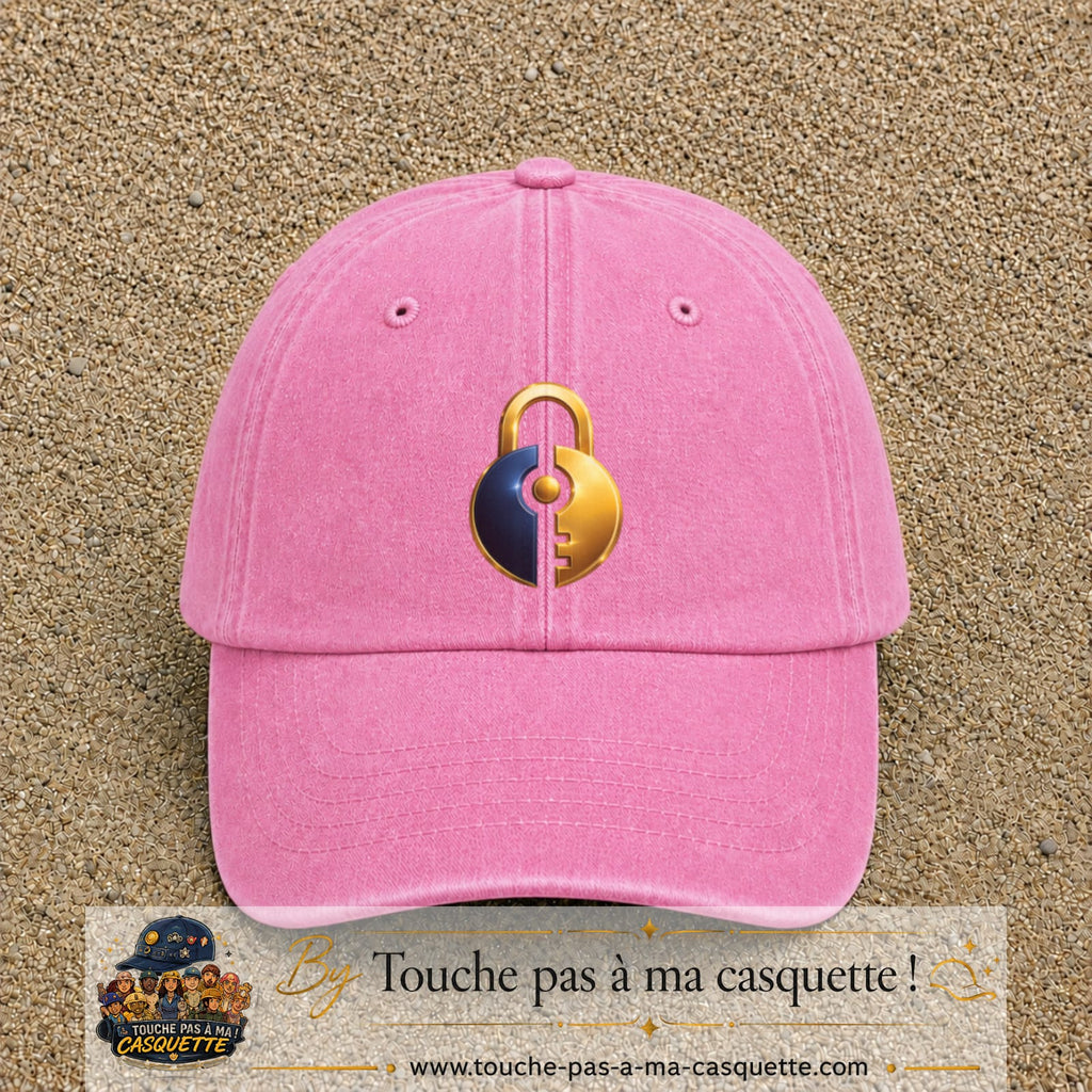 Image principale casquette Rose délavé avec motif Cadenas doré 7 cm