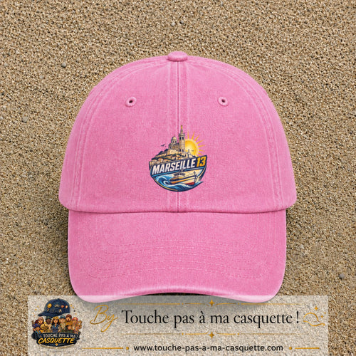 Casquette Rose délavé motif Marseille 13 logo 7 cm