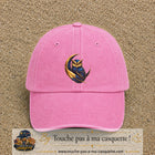 Casquette Rose délavé motif Chouette dorée logo 7 cm