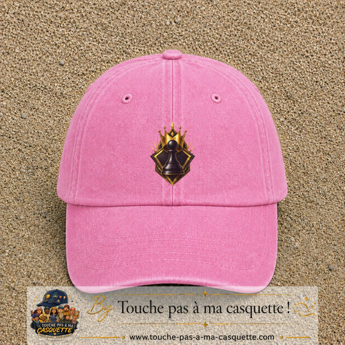 Image principale casquette Rose délavé avec motif Pion d’échecs royal 7 cm