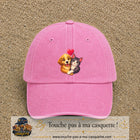 Casquette Rose délavé avec motif Chien et chat complices en 7 cm – vue principale