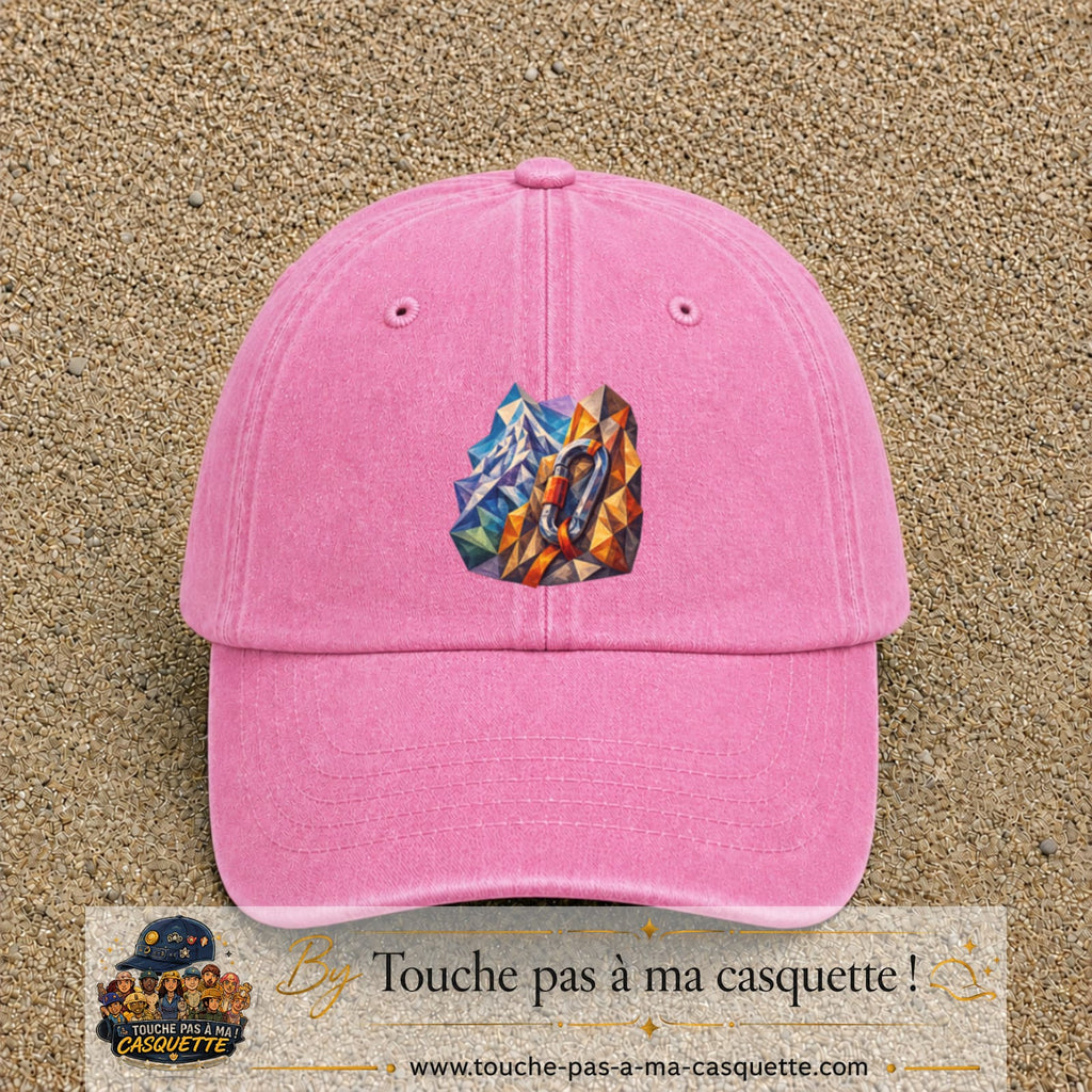 Image principale casquette Rose délavé avec motif Mousqueton de montagne 7 cm