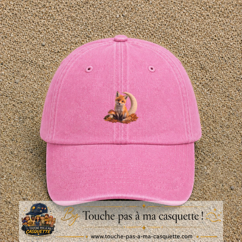 Image principale casquette Rose délavé avec motif Renard de lune 5 cm