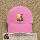 Casquette Rose délavé motif Lapin sous la lune logo 7 cm