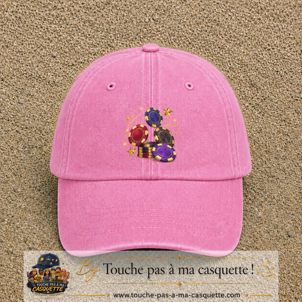 Image principale casquette Rose délavé avec motif Jetons de casino 7 cm