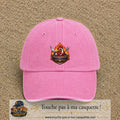 Casquette Rose délavé motif Coq barbecue logo 7 cm