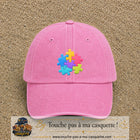 Casquette Rose délavé motif Puzzle pop logo 7 cm