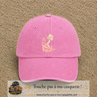 Casquette Rose délavé avec motif Portrait féminin aux pivoines en 7 cm – vue principale