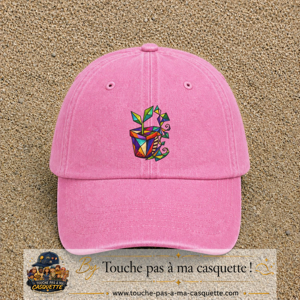 Image principale casquette Rose délavé avec motif Plante en pot 7 cm