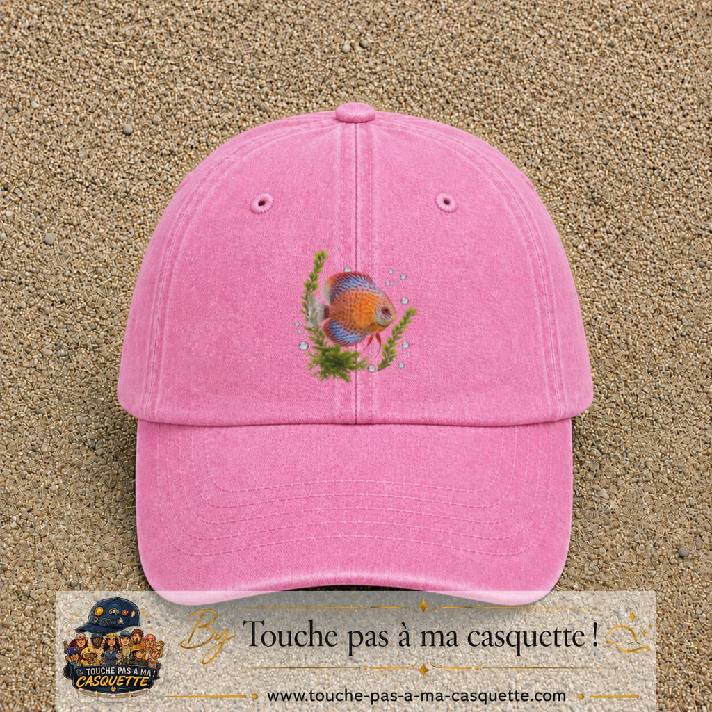 Image principale casquette Rose délavé avec motif Poisson d’aquarium 7 cm