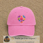 Casquette Rose délavé motif Chats en cœur logo 7 cm