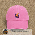 Casquette Rose délavé motif Guitare rock logo 5 cm