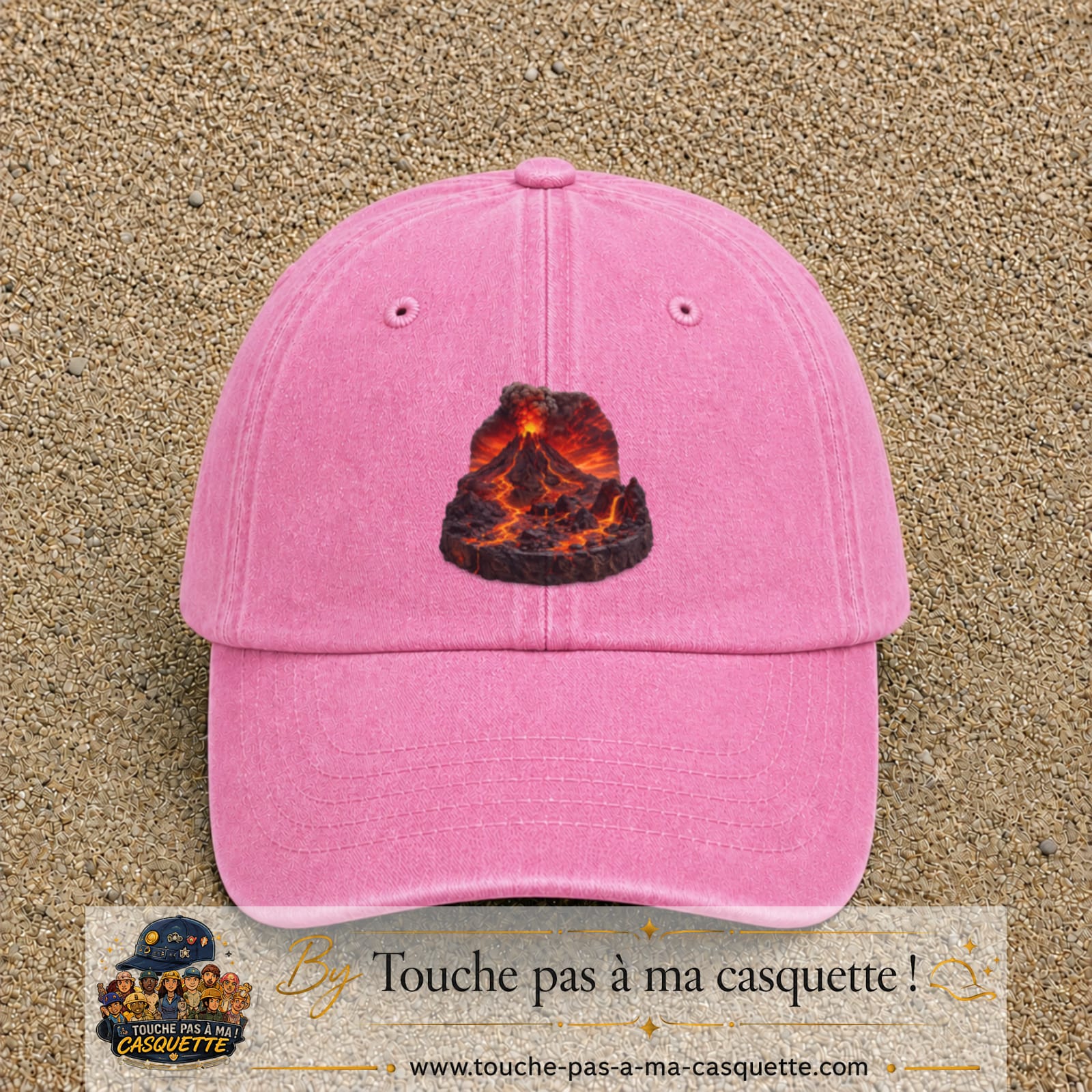 Image principale casquette Rose délavé avec motif Volcan de lave 7 cm