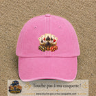 Casquette Rose délavé motif Poker cartes et jetons logo 7 cm