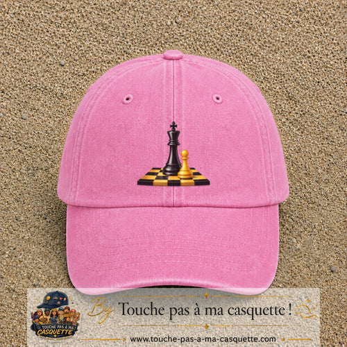 Image principale casquette Rose délavé avec motif Échecs classiques 7 cm