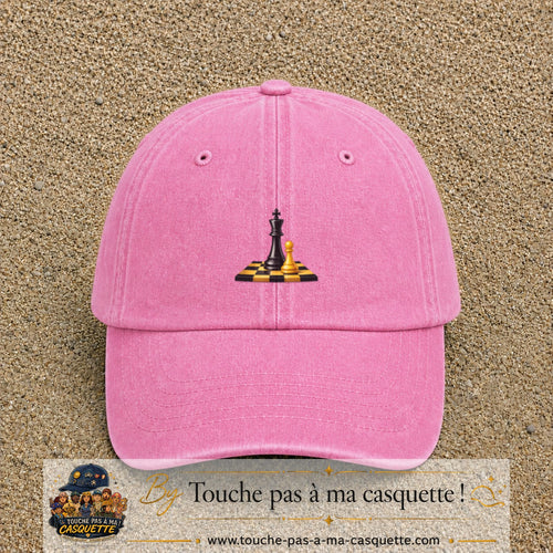 Image principale casquette Rose délavé avec motif Échecs classiques 5 cm