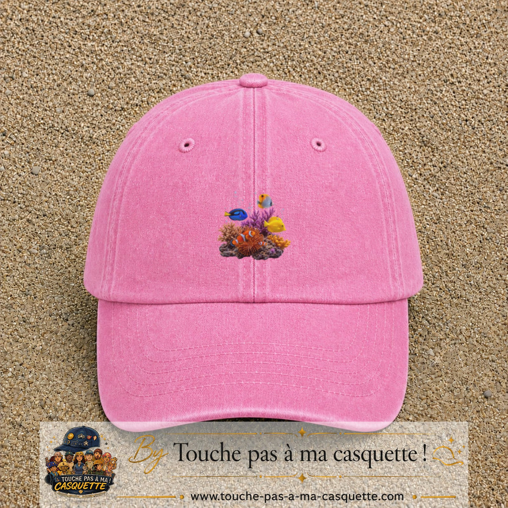 Image principale casquette Rose délavé avec motif Récif aux poissons 5 cm